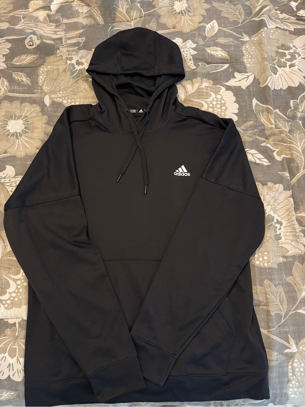 adidas Black Hooded Pullover with White Logo